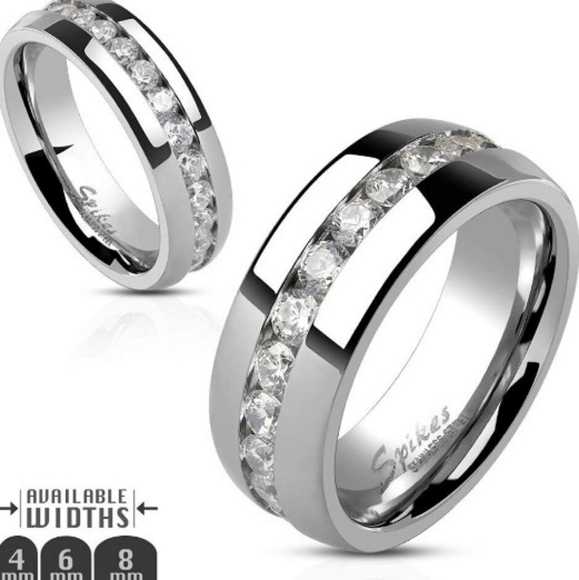 Mens Sterling Silver CZ Ring Size 10 - Picture 4 of 6